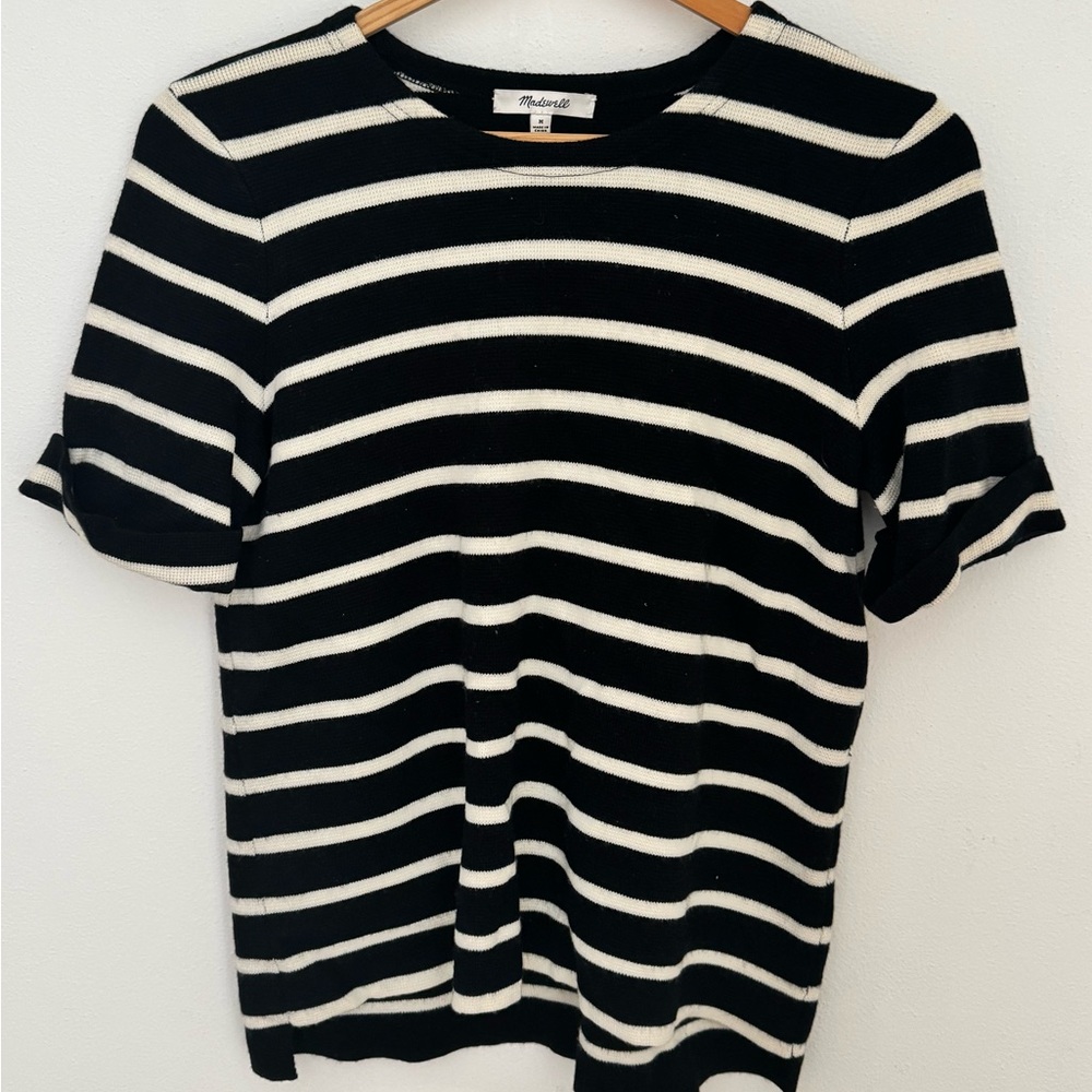 Madewell Black and Cream Striped Sweater